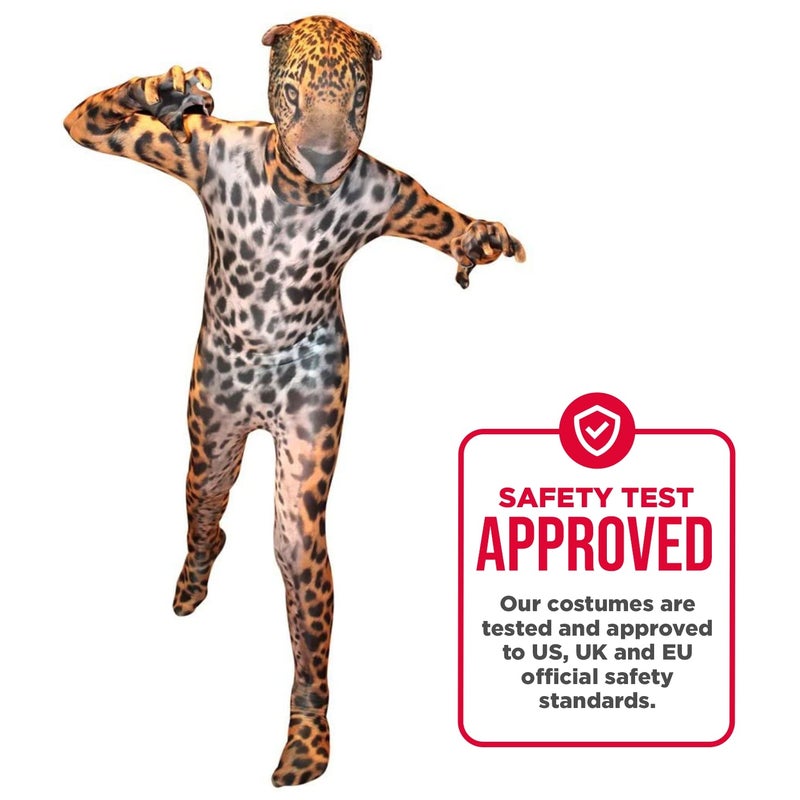 Morphsuits بدلة مورف سوت للأطفال على شكل جاكوار، بدلة حيوانات للأطفال، بدلة شيتا للفتيات، بدلة فهد للأطفال، بدلة شيتا للأولاد، بدلة شيتا للهالوين للأولاد L - Image 5